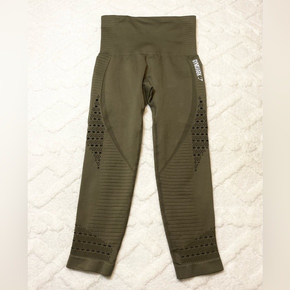 Gymshark Energy Seamless Olive Green Leggings size small - Picture 1 of 5